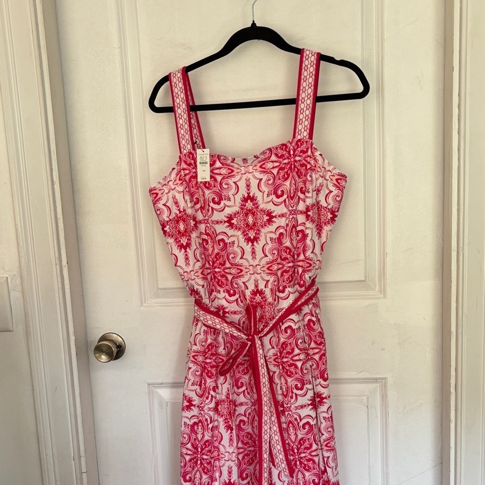 Floral fuschia and White Sundress with Belt